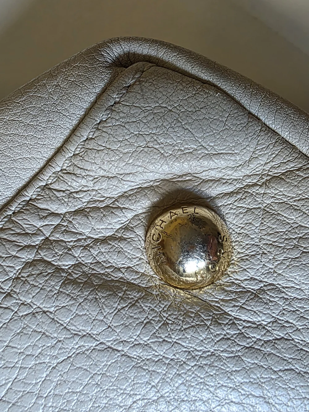 Michael Kors White Leather Tote Bag with Gold Hardware